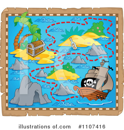 Royalty-Free (RF) Treasure Map Clipart Illustration by visekart - Stock Sample #1107416