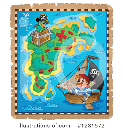 Royalty-Free (RF) Treasure Map Clipart Illustration by visekart - Stock Sample #1231572