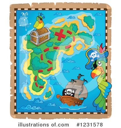 Royalty-Free (RF) Treasure Map Clipart Illustration by visekart - Stock Sample #1231578