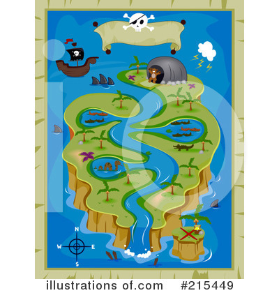 Royalty-Free (RF) Treasure Map Clipart Illustration by BNP Design Studio - Stock Sample #215449
