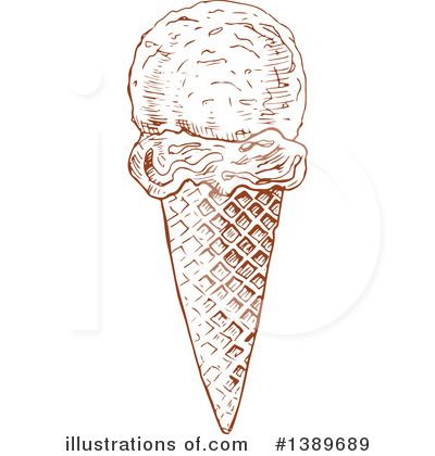 Royalty-Free (RF) Waffle Ice Cream Cone Clipart Illustration by Vector Tradition SM - Stock Sample #1389689