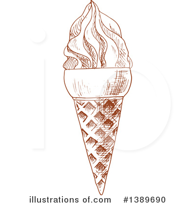 Royalty-Free (RF) Waffle Ice Cream Cone Clipart Illustration by Vector Tradition SM - Stock Sample #1389690