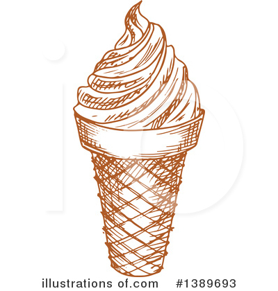 Royalty-Free (RF) Waffle Ice Cream Cone Clipart Illustration by Vector Tradition SM - Stock Sample #1389693