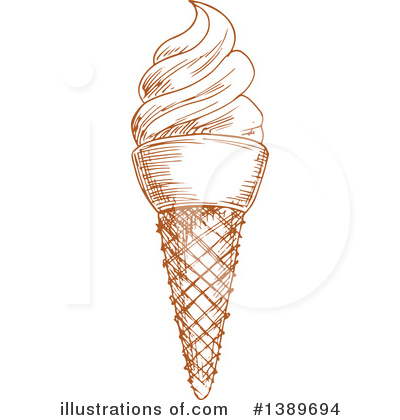 Royalty-Free (RF) Waffle Ice Cream Cone Clipart Illustration by Vector Tradition SM - Stock Sample #1389694