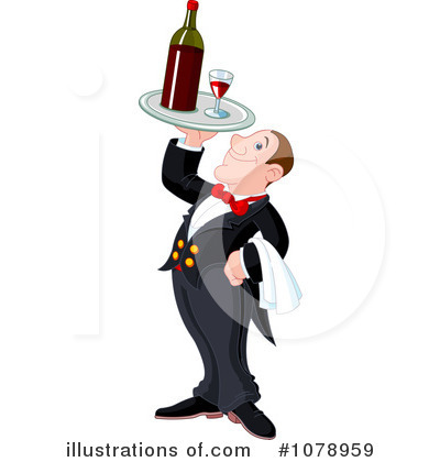 Royalty-Free (RF) Waiter Clipart Illustration by Pushkin - Stock Sample #1078959