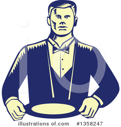 Royalty-Free (RF) Waiter Clipart Illustration by patrimonio - Stock Sample #1358247