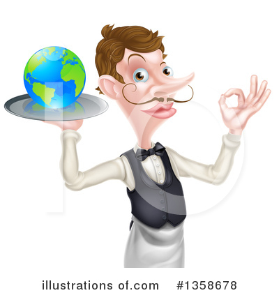 Royalty-Free (RF) Waiter Clipart Illustration by AtStockIllustration - Stock Sample #1358678