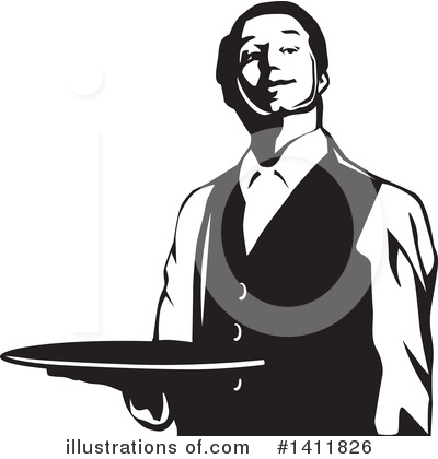 Royalty-Free (RF) Waiter Clipart Illustration by David Rey - Stock Sample #1411826