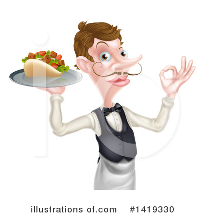 Royalty-Free (RF) Waiter Clipart Illustration by AtStockIllustration - Stock Sample #1419330