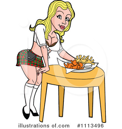 Royalty-Free (RF) Waitress Clipart Illustration by LaffToon - Stock Sample #1113496