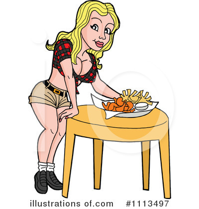 Royalty-Free (RF) Waitress Clipart Illustration by LaffToon - Stock Sample #1113497