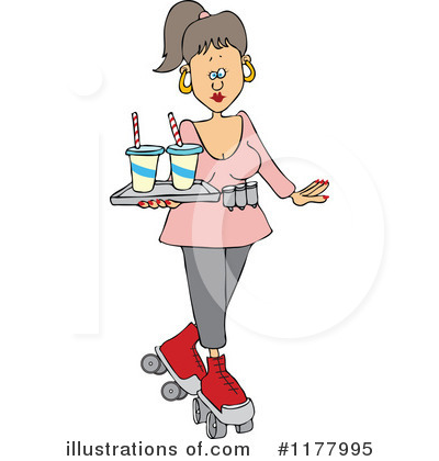 Royalty-Free (RF) Waitress Clipart Illustration by djart - Stock Sample #1177995