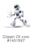 White And Blue Robot Clipart #1401597 by Julos