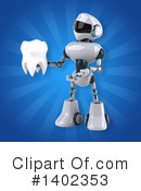 White And Blue Robot Clipart #1402353 by Julos