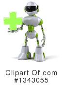 White And Green Robot Clipart #1343055 by Julos