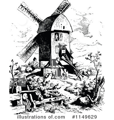 Royalty-Free (RF) Windmill Clipart Illustration by Prawny Vintage - Stock Sample #1149629