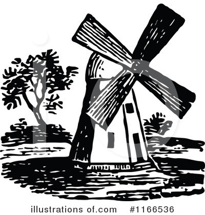 Royalty-Free (RF) Windmill Clipart Illustration by Prawny Vintage - Stock Sample #1166536