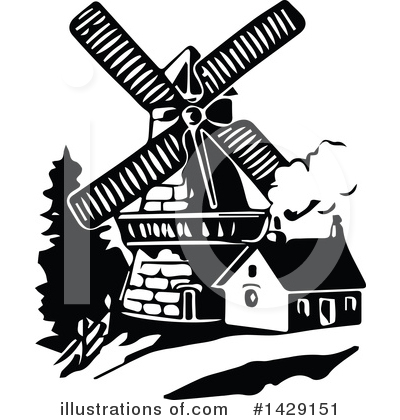 Royalty-Free (RF) Windmill Clipart Illustration by Prawny Vintage - Stock Sample #1429151