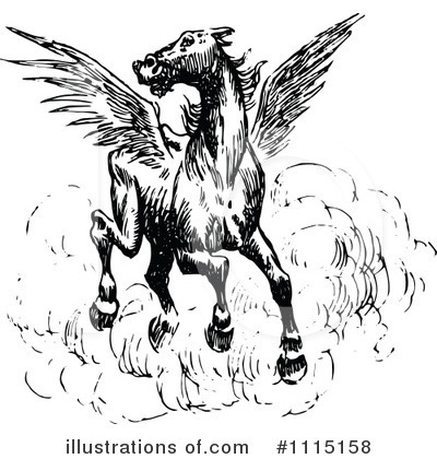 Royalty-Free (RF) Winged Horse Clipart Illustration by Prawny Vintage - Stock Sample #1115158