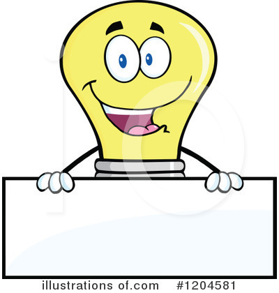 Royalty-Free (RF) Yellow Light Bulb Clipart Illustration by Hit Toon - Stock Sample #1204581