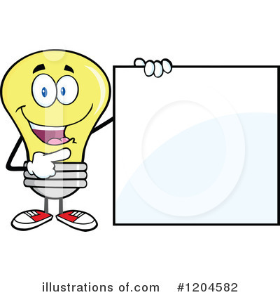 Royalty-Free (RF) Yellow Light Bulb Clipart Illustration by Hit Toon - Stock Sample #1204582