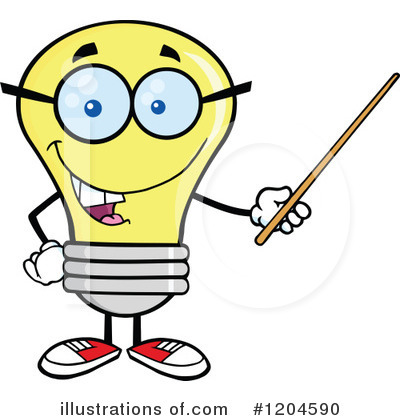 Royalty-Free (RF) Yellow Light Bulb Clipart Illustration by Hit Toon - Stock Sample #1204590