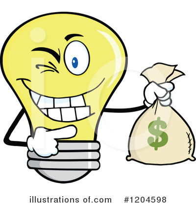 Royalty-Free (RF) Yellow Light Bulb Clipart Illustration by Hit Toon - Stock Sample #1204598