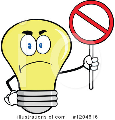 Royalty-Free (RF) Yellow Light Bulb Clipart Illustration by Hit Toon - Stock Sample #1204616