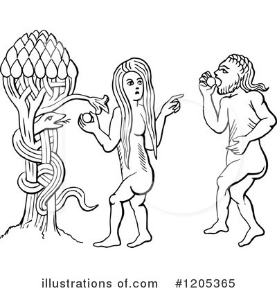 Royalty-Free (RF) Adam And Eve Clipart Illustration by Prawny Vintage - Stock Sample #1205365