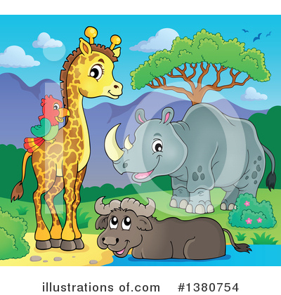 Royalty-Free (RF) African Animals Clipart Illustration by visekart - Stock Sample #1380754