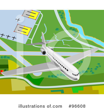 Royalty-Free (RF) Airplane Clipart Illustration by patrimonio - Stock Sample #96608