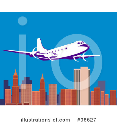 Royalty-Free (RF) Airplane Clipart Illustration by patrimonio - Stock Sample #96627