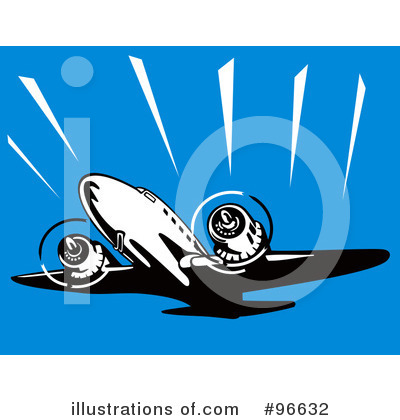 Royalty-Free (RF) Airplane Clipart Illustration by patrimonio - Stock Sample #96632