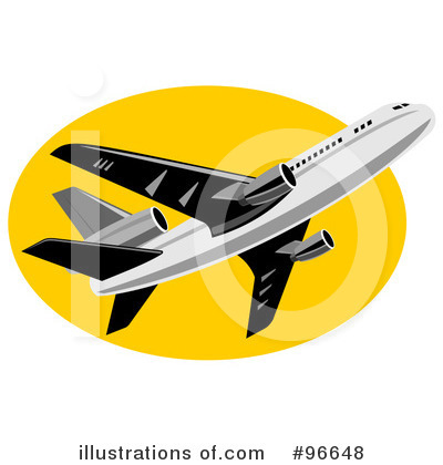 Royalty-Free (RF) Airplane Clipart Illustration by patrimonio - Stock Sample #96648