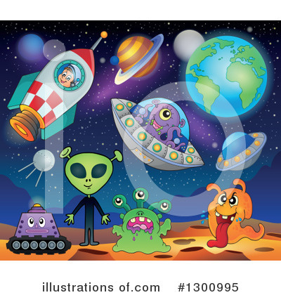 Royalty-Free (RF) Alien Clipart Illustration by visekart - Stock Sample #1300995