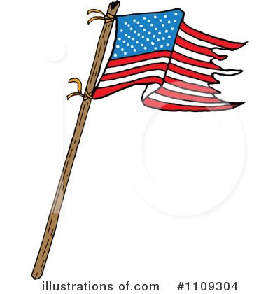 Royalty-Free (RF) American Flag Clipart Illustration by LaffToon - Stock Sample #1109304