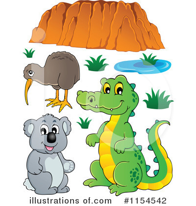 Royalty-Free (RF) Aussie Animals Clipart Illustration by visekart - Stock Sample #1154542