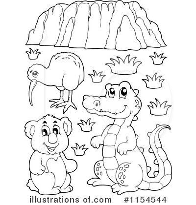 Royalty-Free (RF) Aussie Animals Clipart Illustration by visekart - Stock Sample #1154544