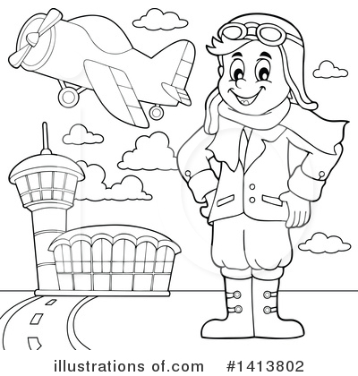 Royalty-Free (RF) Aviator Clipart Illustration by visekart - Stock Sample #1413802