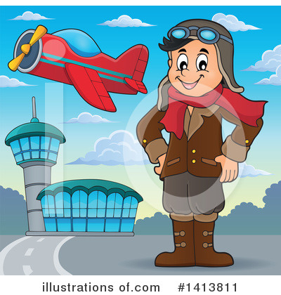 Royalty-Free (RF) Aviator Clipart Illustration by visekart - Stock Sample #1413811