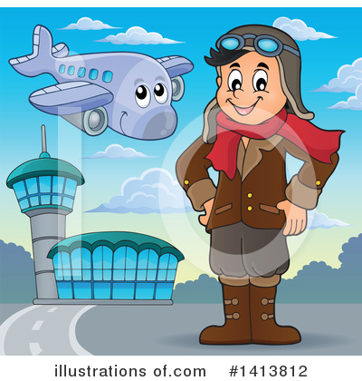 Royalty-Free (RF) Aviator Clipart Illustration by visekart - Stock Sample #1413812