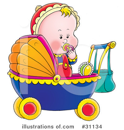 Baby Carriage Clipart #31134 by Alex Bannykh