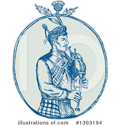 Bagpiper Clipart #1303194 by patrimonio