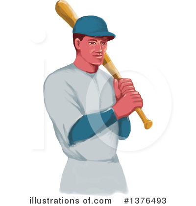Royalty-Free (RF) Baseball Player Clipart Illustration by patrimonio - Stock Sample #1376493