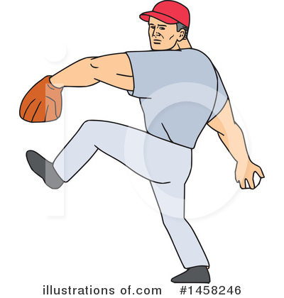 Royalty-Free (RF) Baseball Player Clipart Illustration by patrimonio - Stock Sample #1458246