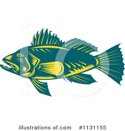 Royalty-Free (RF) Bass Fish Clipart Illustration by patrimonio - Stock Sample #1131155