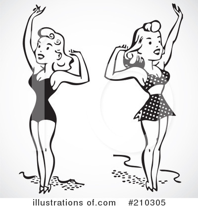 Royalty-Free (RF) Bathing Beauties Clipart Illustration by BestVector - Stock Sample #210305