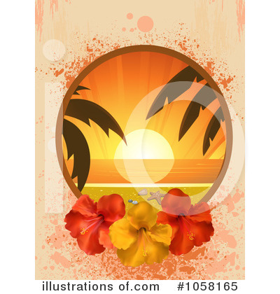 Tropical Sunset Clipart #1058165 by elaineitalia