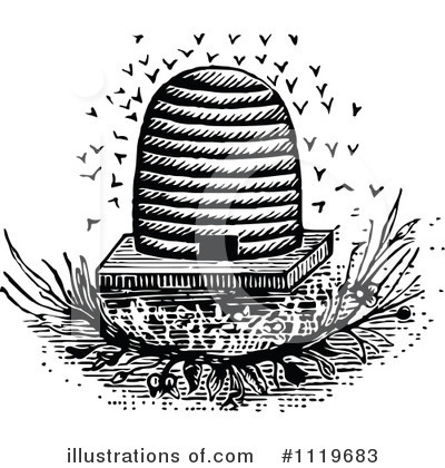 Royalty-Free (RF) Bee Hive Clipart Illustration by Prawny Vintage - Stock Sample #1119683