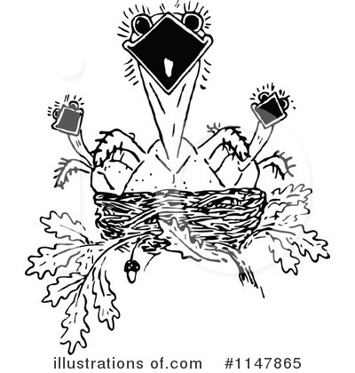 Royalty-Free (RF) Bird Clipart Illustration by Prawny Vintage - Stock Sample #1147865
